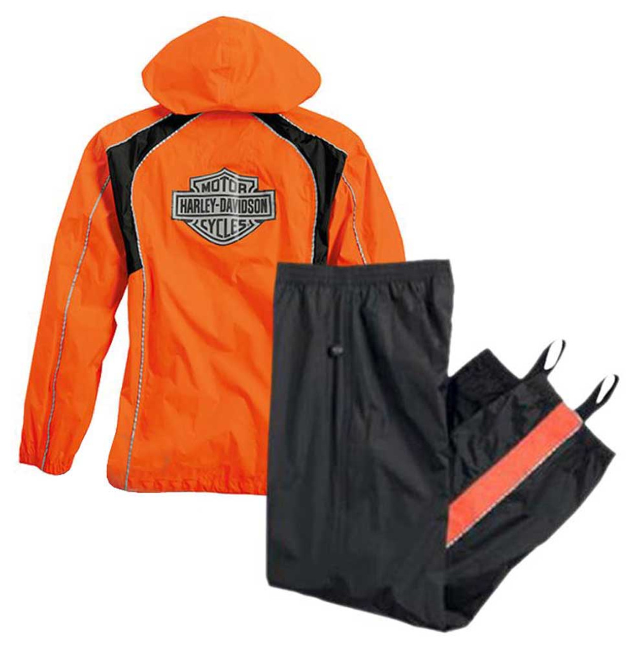 Harley-Davidson® Womens Hi-Vis Orange Rain Suit Waterproof Jacket/Pant  98316-14VW