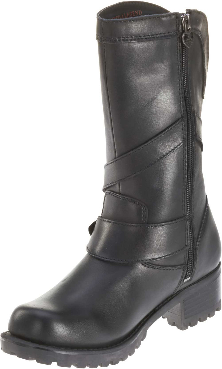 Harley-Davidson® Women's Amber Black Leather 9.5-Inch Motorcycle Boots ...