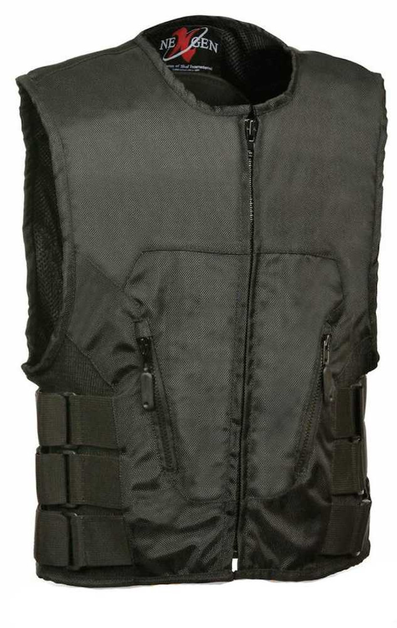 Leather King Men's Swat Style Enforcement Vest w/ Removable Back Armor ...