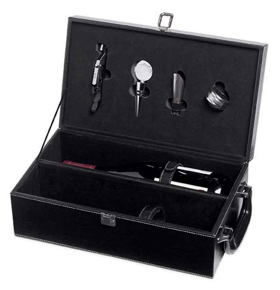Harley-Davidson® Leather Wine Case & Bar Tool Accessories, Black