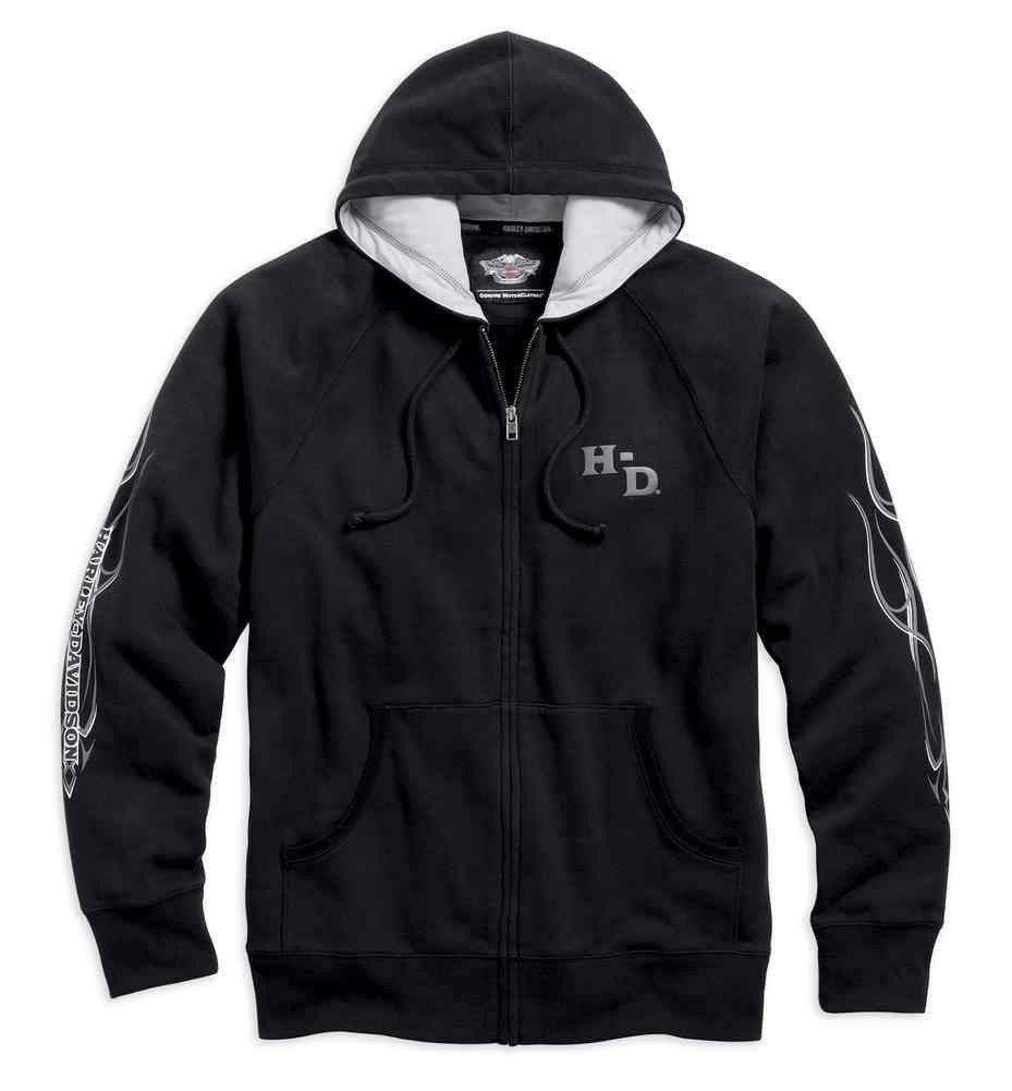 Harley-Davidson® Men's Pinstripe Flames Zippered Hoodie, Black