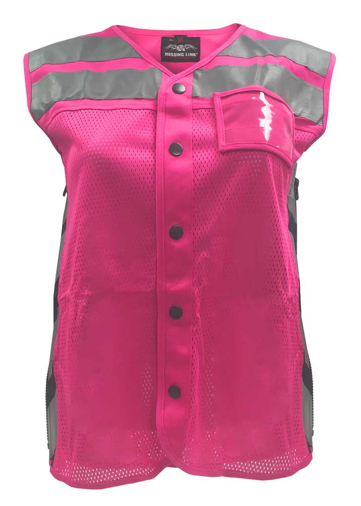ウィービング VEST Missing Link Women's Meshed Up Expandable Safety Vest (Pink