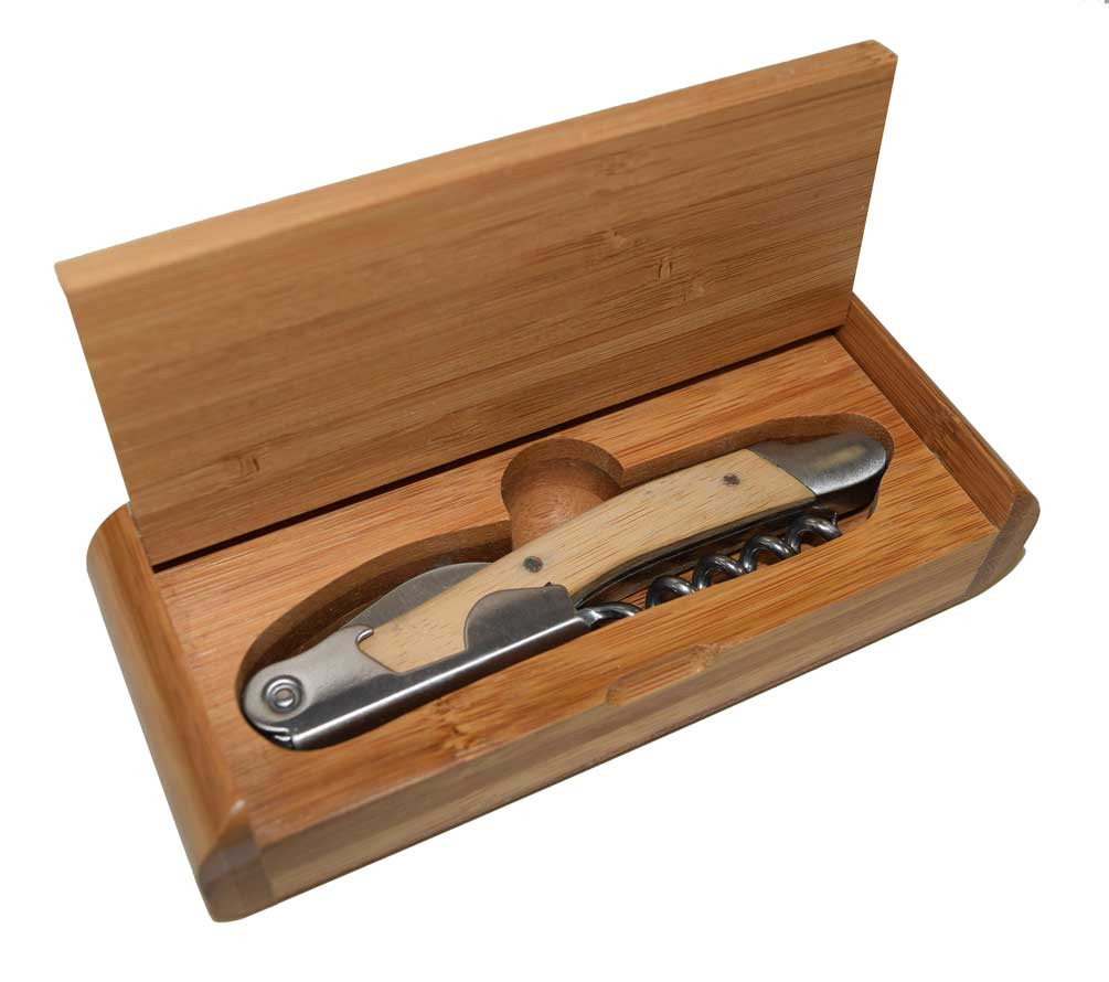 Harley-Davidson® Elan Bamboo Corkscrew Box, Bar & Shield Engraved