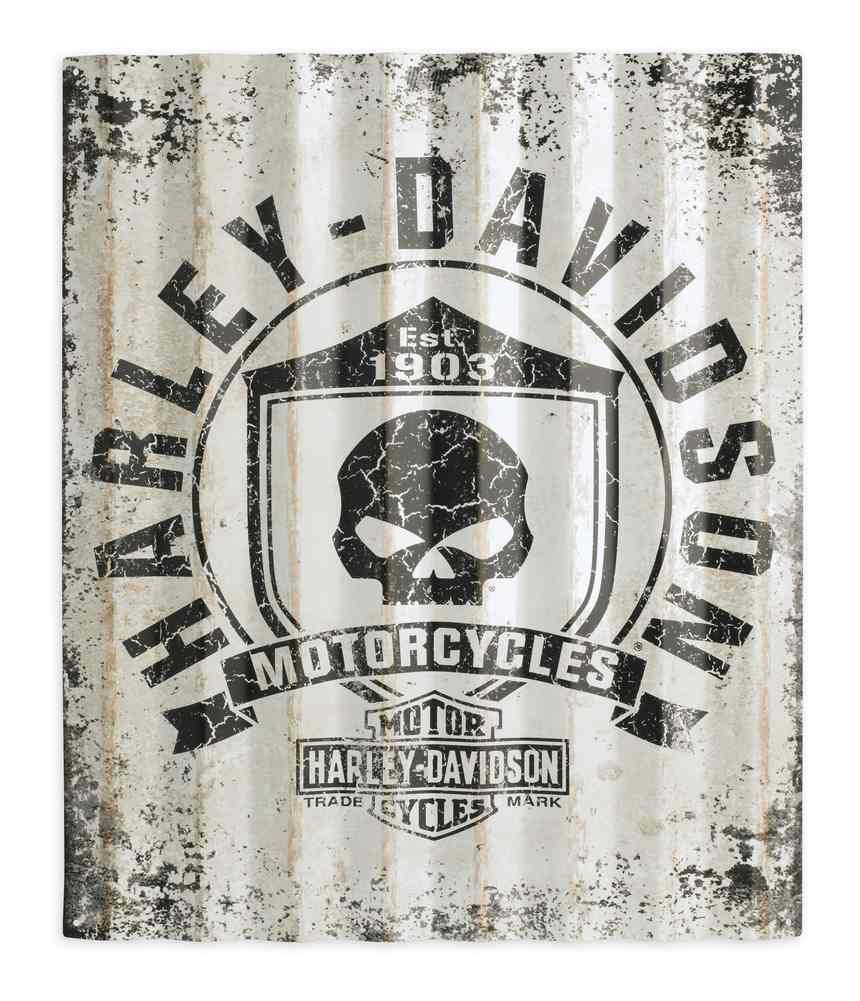 Harley-Davidson® Skull Shield Corrugated Metal Sign 29x35 Silver