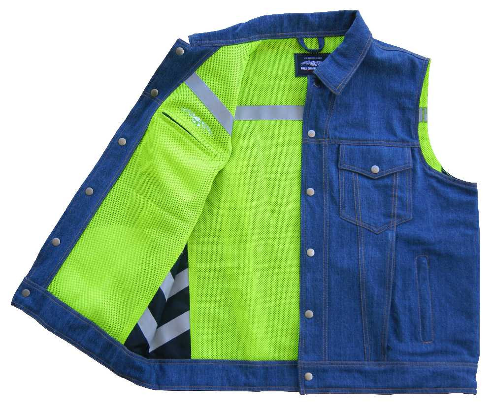 Missing Link Mens Lawless Reversible Denim Safety Vest - Green