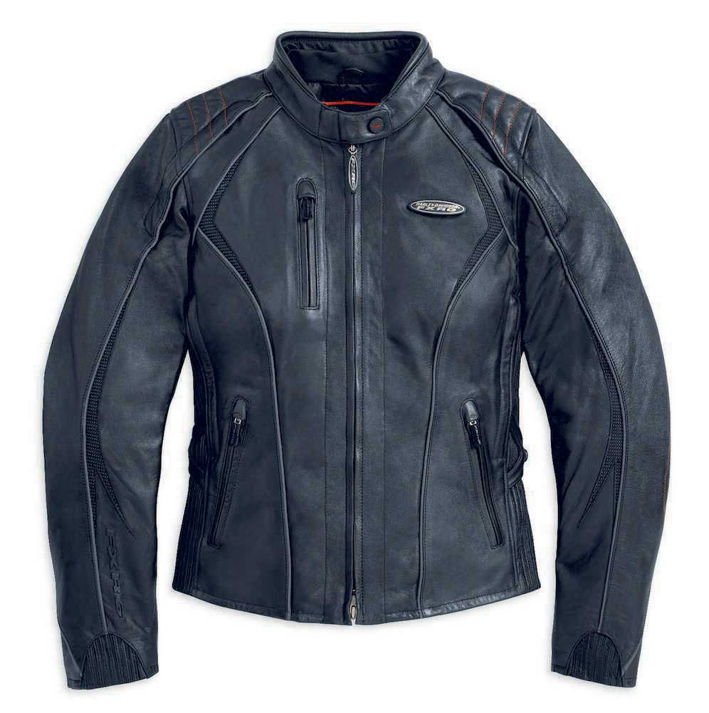 Harley-Davidson® Women's FXRG Black Leather Jacket, Riding Biker