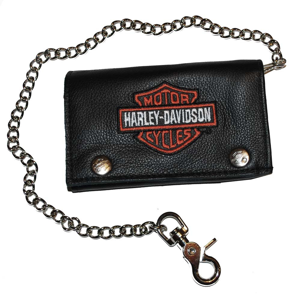 Harley-Davidson® Men's Embroidered XL Tri-Fold Chain Wallet