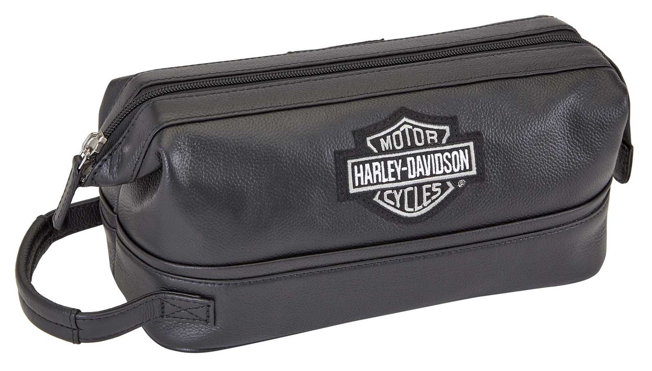 Harley-Davidson® Men's Black Leather Toiletry Kit Bag 99609