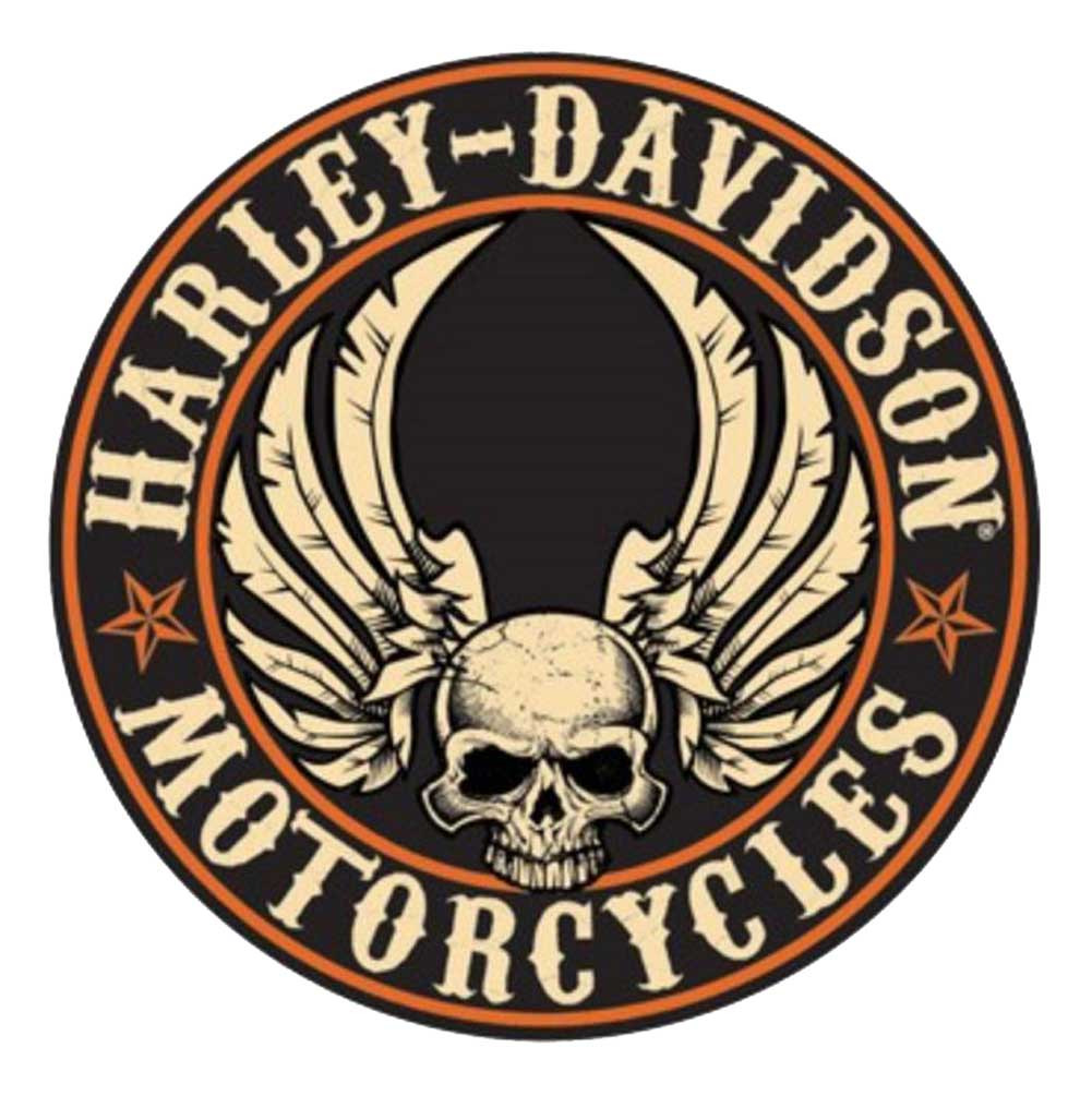 Harley-Davidson® Embossed Flying Skull Button Round Tin Sign, 14