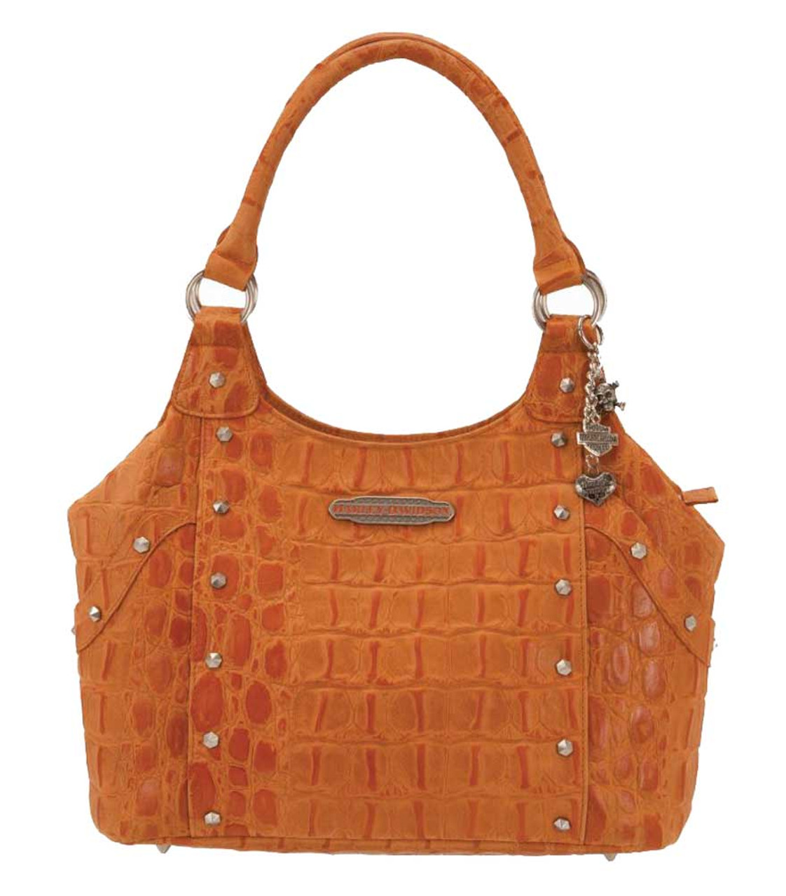 Harley-Davidson® Women's Hammer Croco Bucket Purse, Orange Leather  HC7905L-Orange