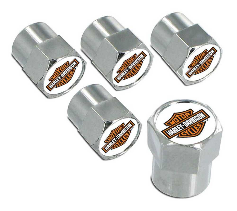 Harley-Davidson® Orange Bar & Shield Valve Stem Cap Covers Chrome