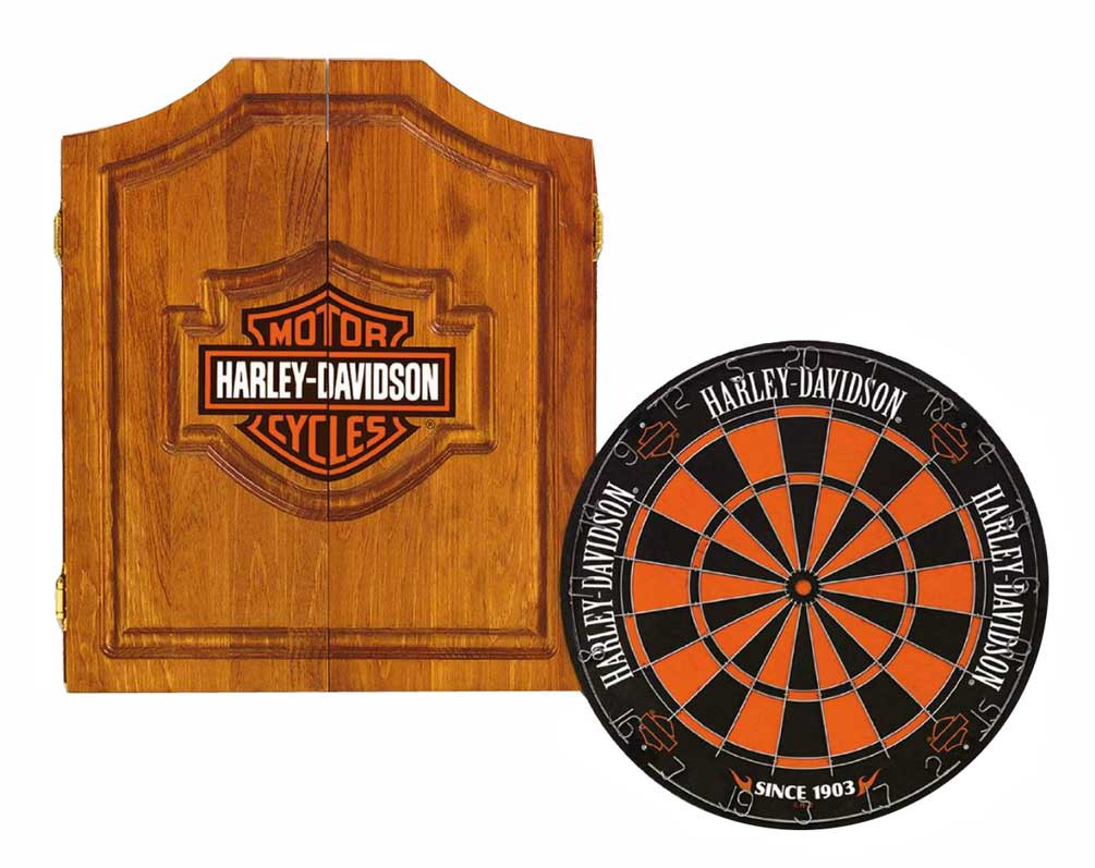 Harley-Davidson® Bar & Shield Darts Kit: Cabinet, Dartboard, Darts