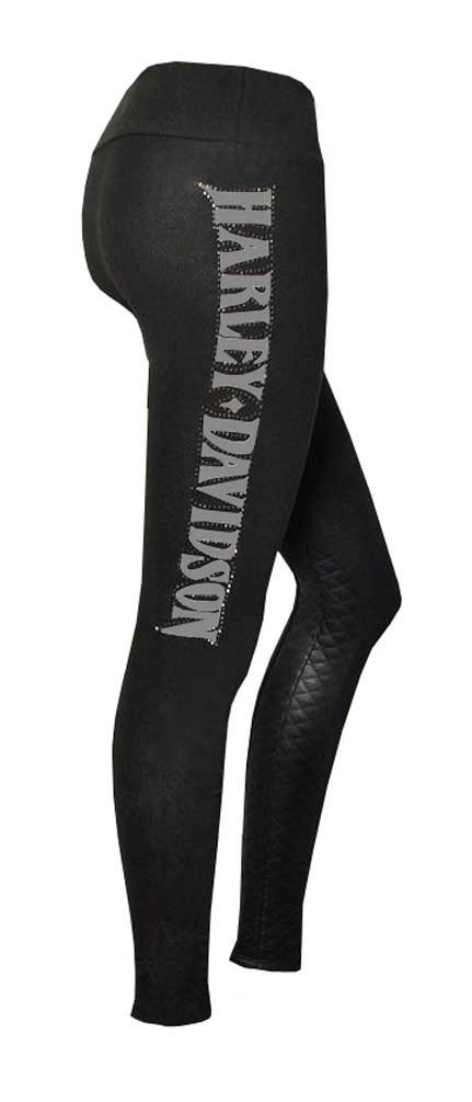 Harley-Davidson® Women's Leggings, Rhinestone H-D Script Quilted