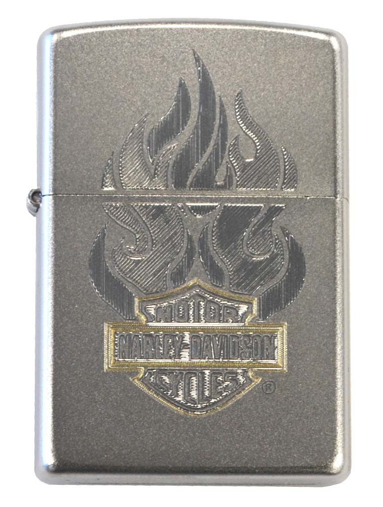 Harley-Davidson® Classic Zippo Lighter, Satin Chrome Flame Bar