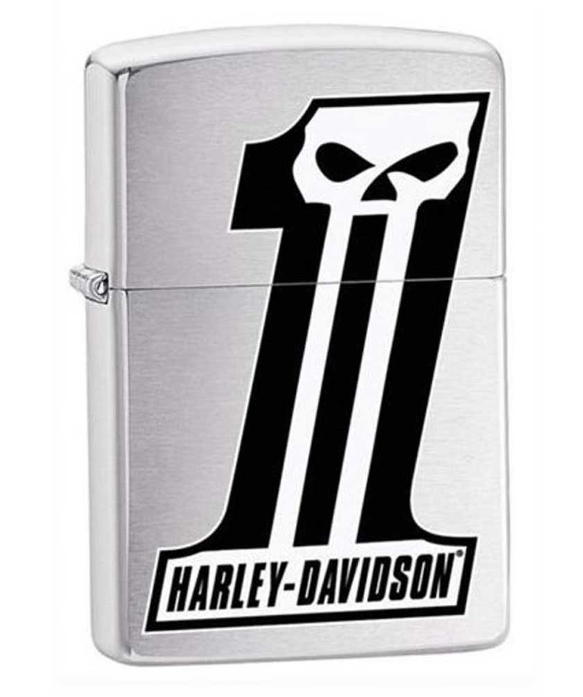 Harley-Davidson® #1 Skull Logo Zippo Lighter Brushed Chrome Finish