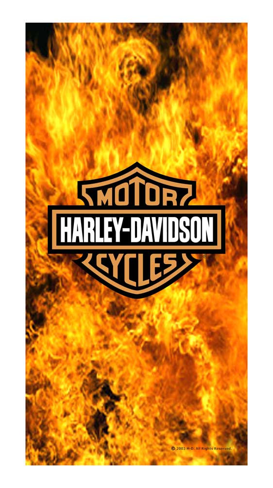 Harley-Davidson® Flaming Fire Bar & Shield Logo Beach Towel, 30 x