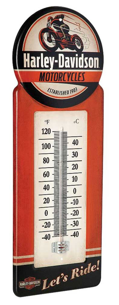 Harley-Davidson® Tin Thermometer, Vintage H-D Motorcycle Metal