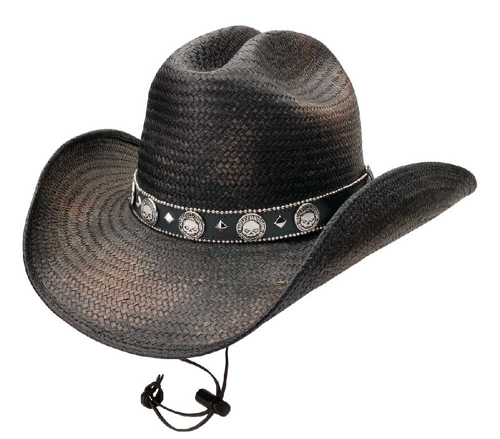HarleyDavidson® Distressed Toyo Straw Willie G Skull Cowboy Hat HD749