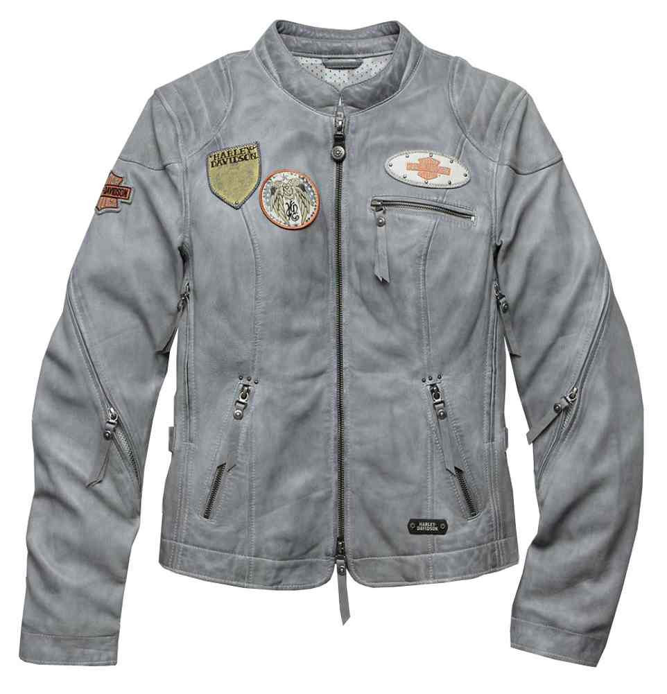 HARLEY-DAVIDSON ボンバージャケット グレー Harley-Davidson® Women's Firebrand Washed Leather Jacket, Gray