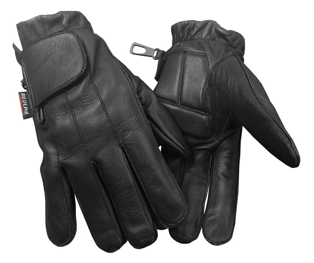 Redline Leather Redline Men's Anti-Vibration Full-Finger Motorcycle Leather Gloves, G-055 (XS)
