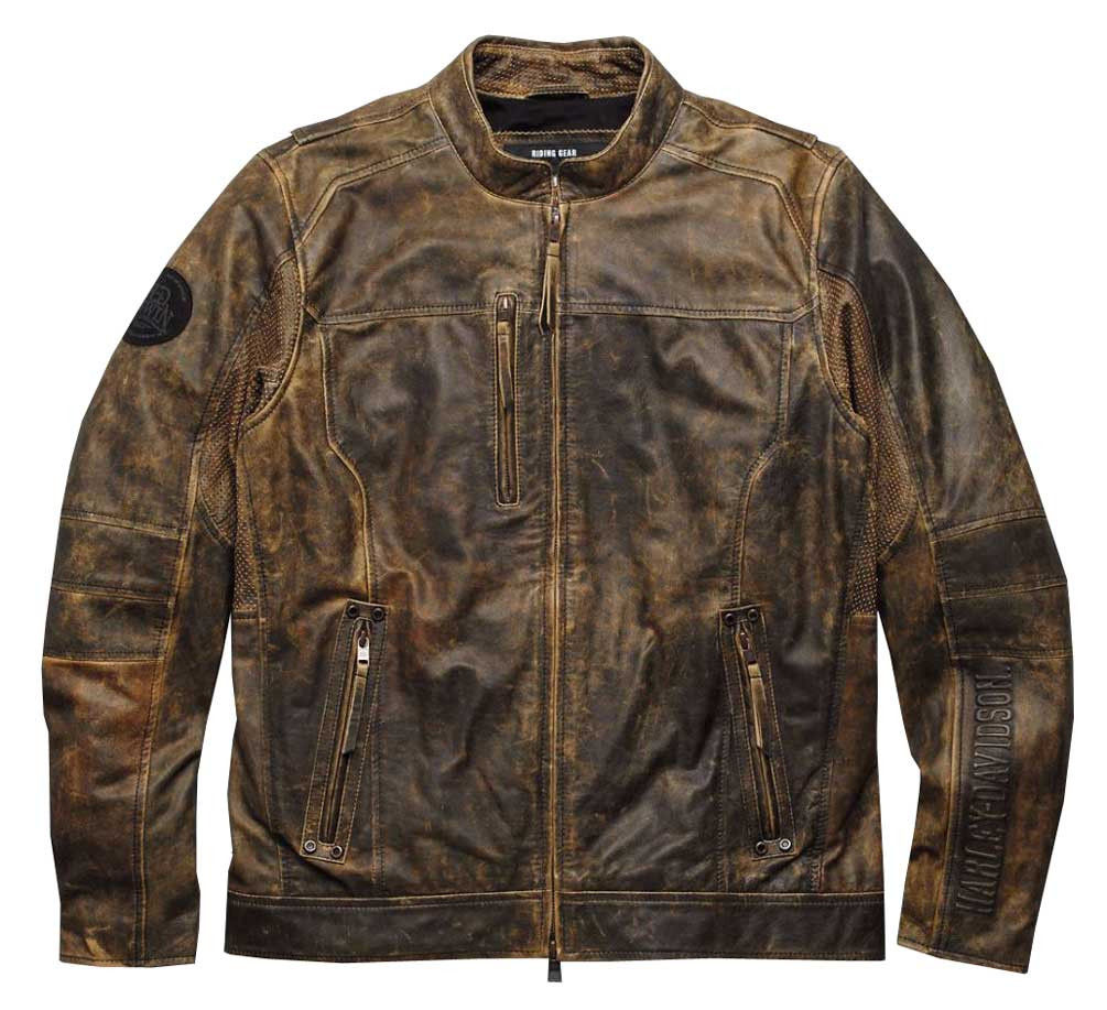 Harley-Davidson® Men's Miramar Distressed Leather Jacket, Brown