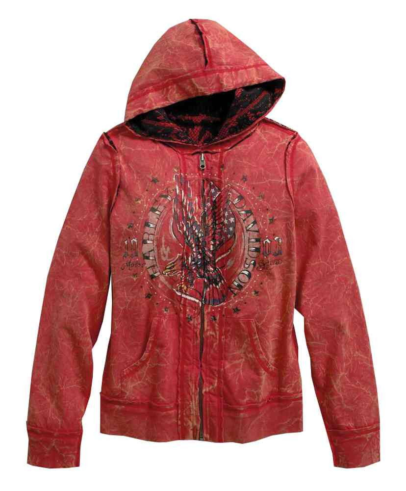 Harley-Davidson® Women's Reversible Lace Zippered Hoodie, Cardinal
