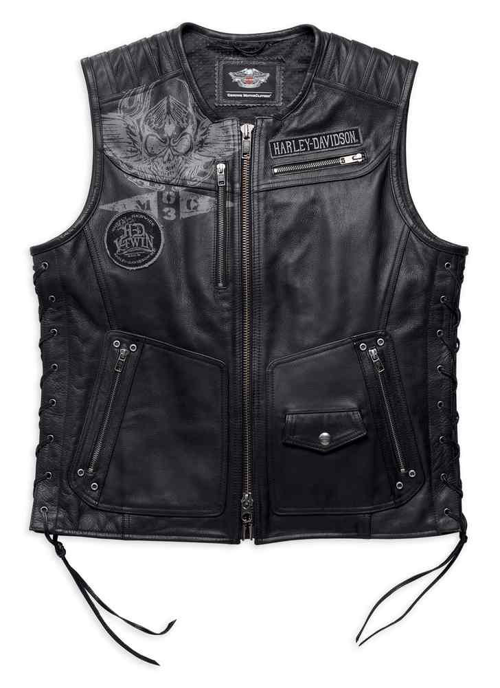 Harley-Davidson® Men's Fetter Lacing Leather Midweight Vest, Black