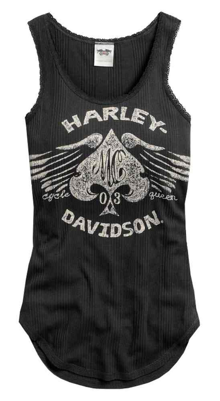 Harley-Davidson® Women's Winged Spade Sleeveless Tank Top, Black 96005 ...
