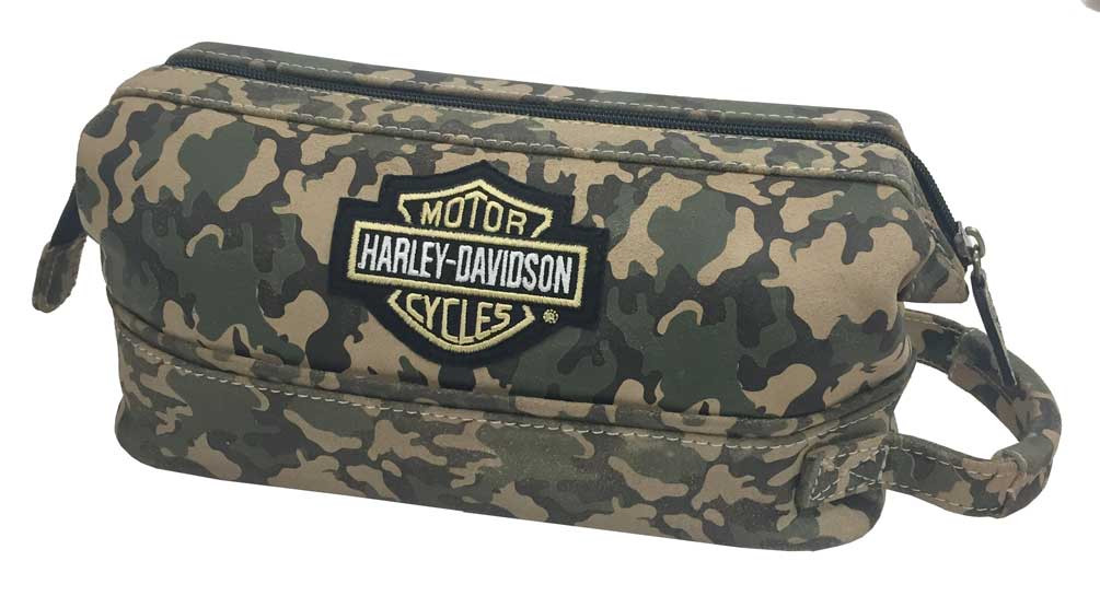 ハーレーダビットソンショルダー Harley-Davidson® Deluxe Bar & Shield Camouflage Leather Toiletry