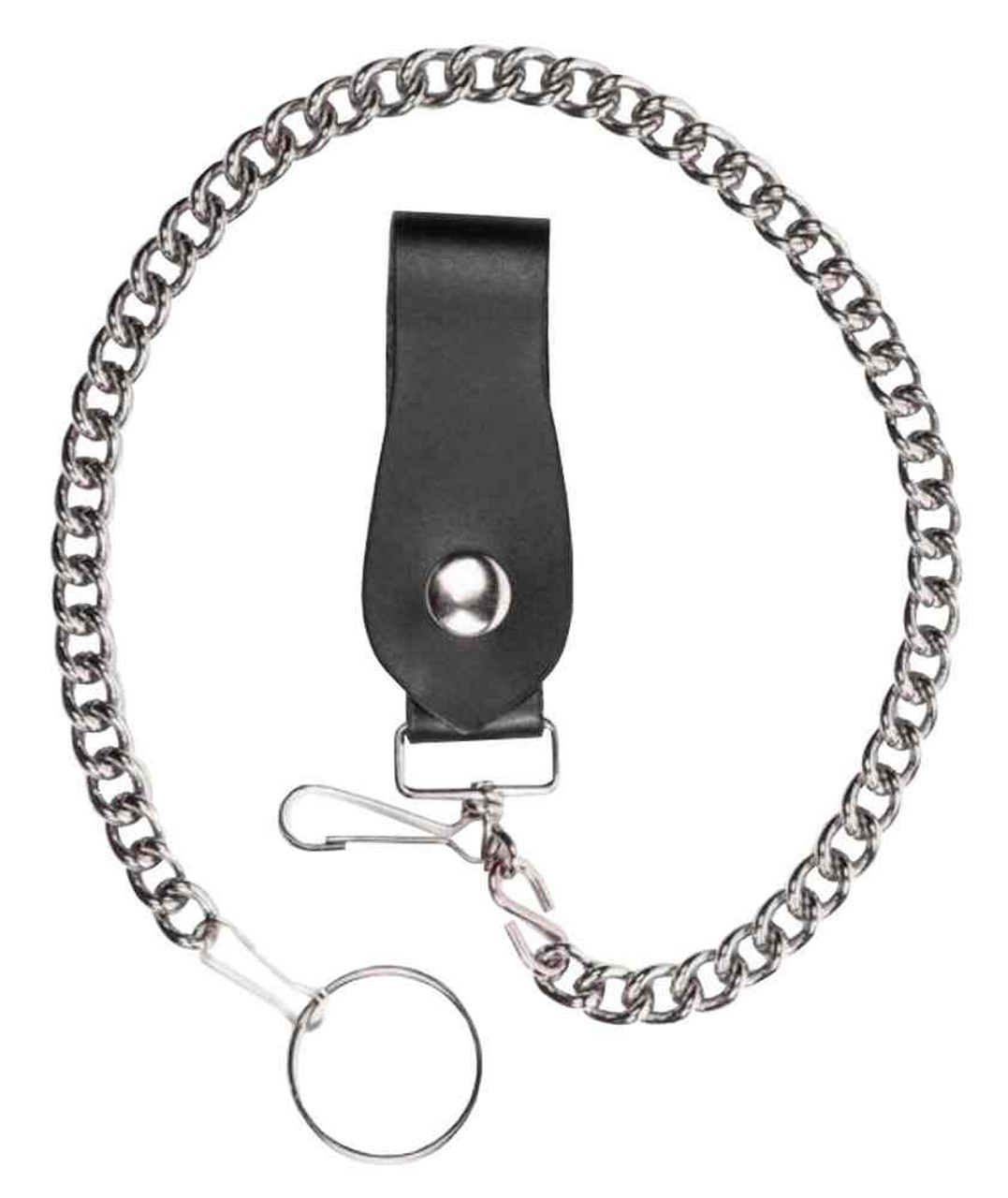 Men's 18 inch Biker Styled Wallet Chain, Nickel Finish & Genuine 