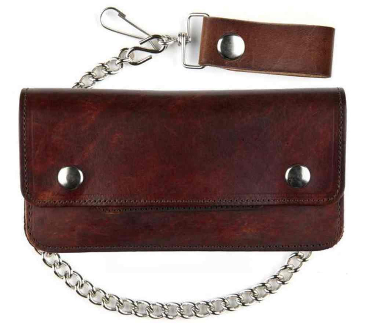 Mascorro Genuine Leather Men's 8 in Trucker Biker Chain Wallet, Brown  AT401-46