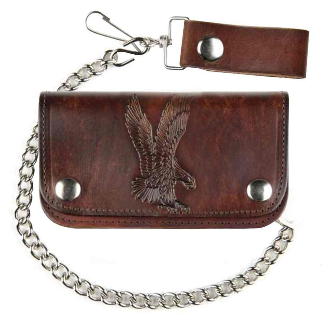 6 inch Biker Wallet - Brown Pull Up Leather – Wallets Plus