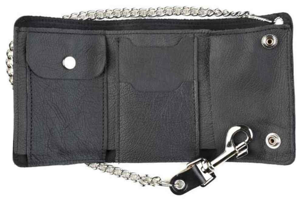 Portefeuille Biker Tri-fold Avec Chaîne - Broderie Aigle - Cuir - Neuf Avec étiquettes