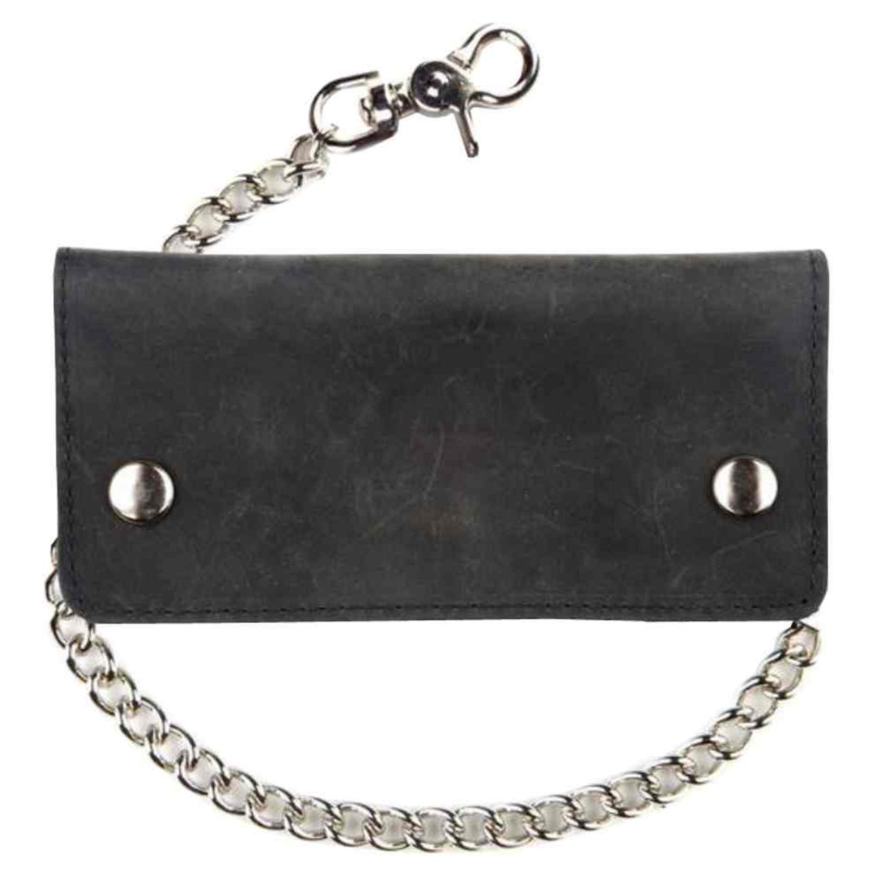 Mascorro Men's Credit Card Biker Chain Wallet Genuine Black