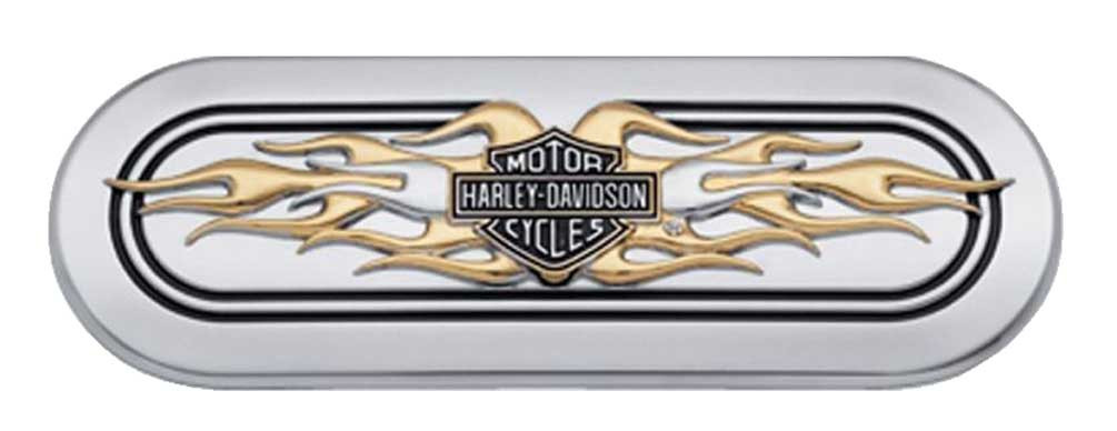 Harley-Davidson® Bar & Shield Gold Flames Transmission End Cover