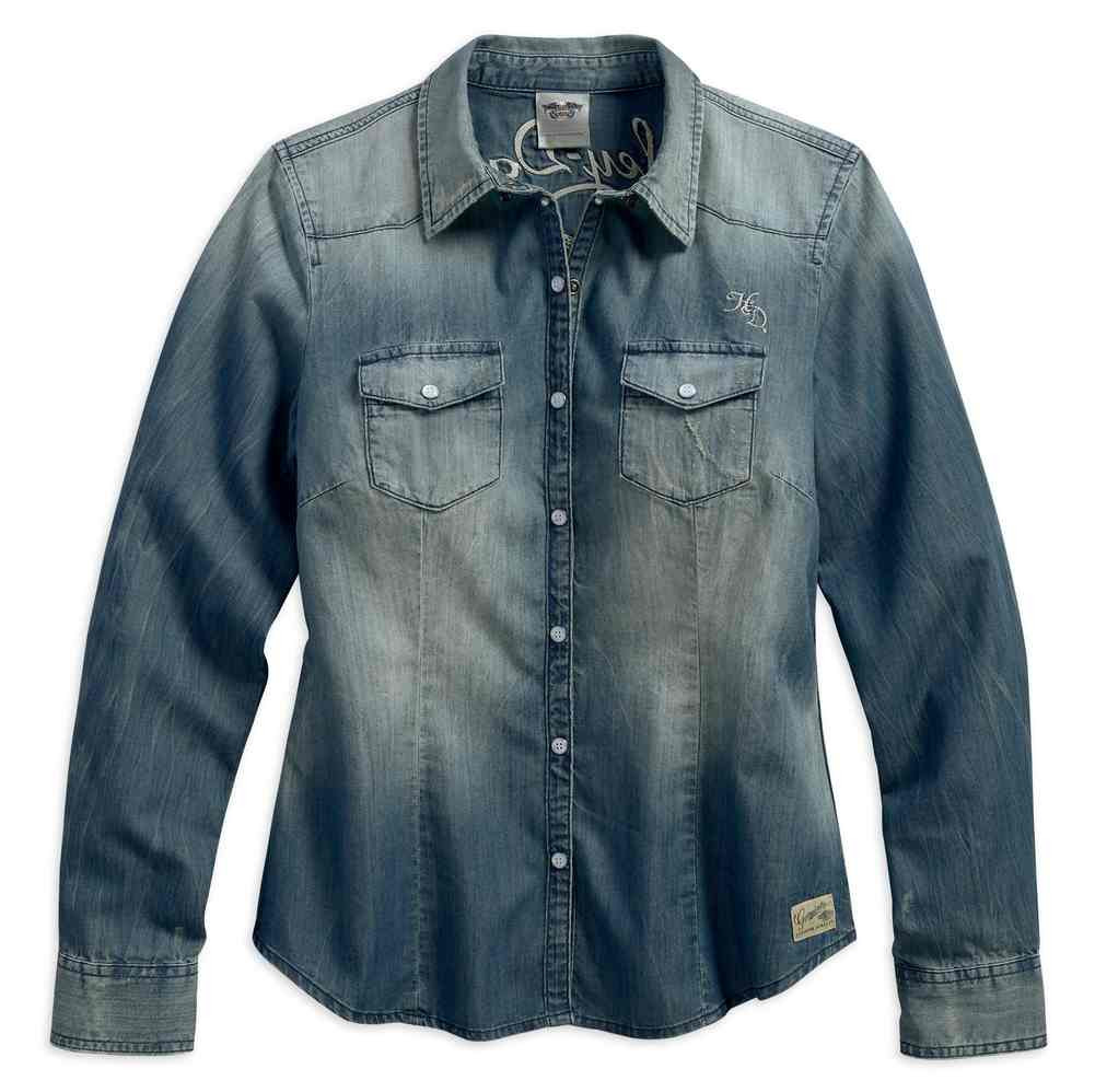 Harley-Davidson® Women's Genuine Classic Denim Long Sleeve Shirt
