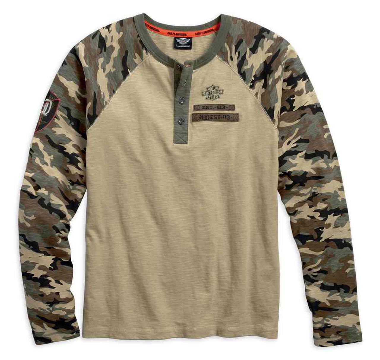 Harley-Davidson® Men's Camouflage Raglan Sleeve Henley Shirt 96419-17VM