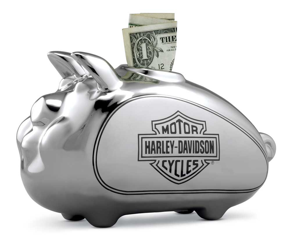 Harley-Davidson® Bar & Shield HOG Piggy Bank, Chrome-Plated Finish