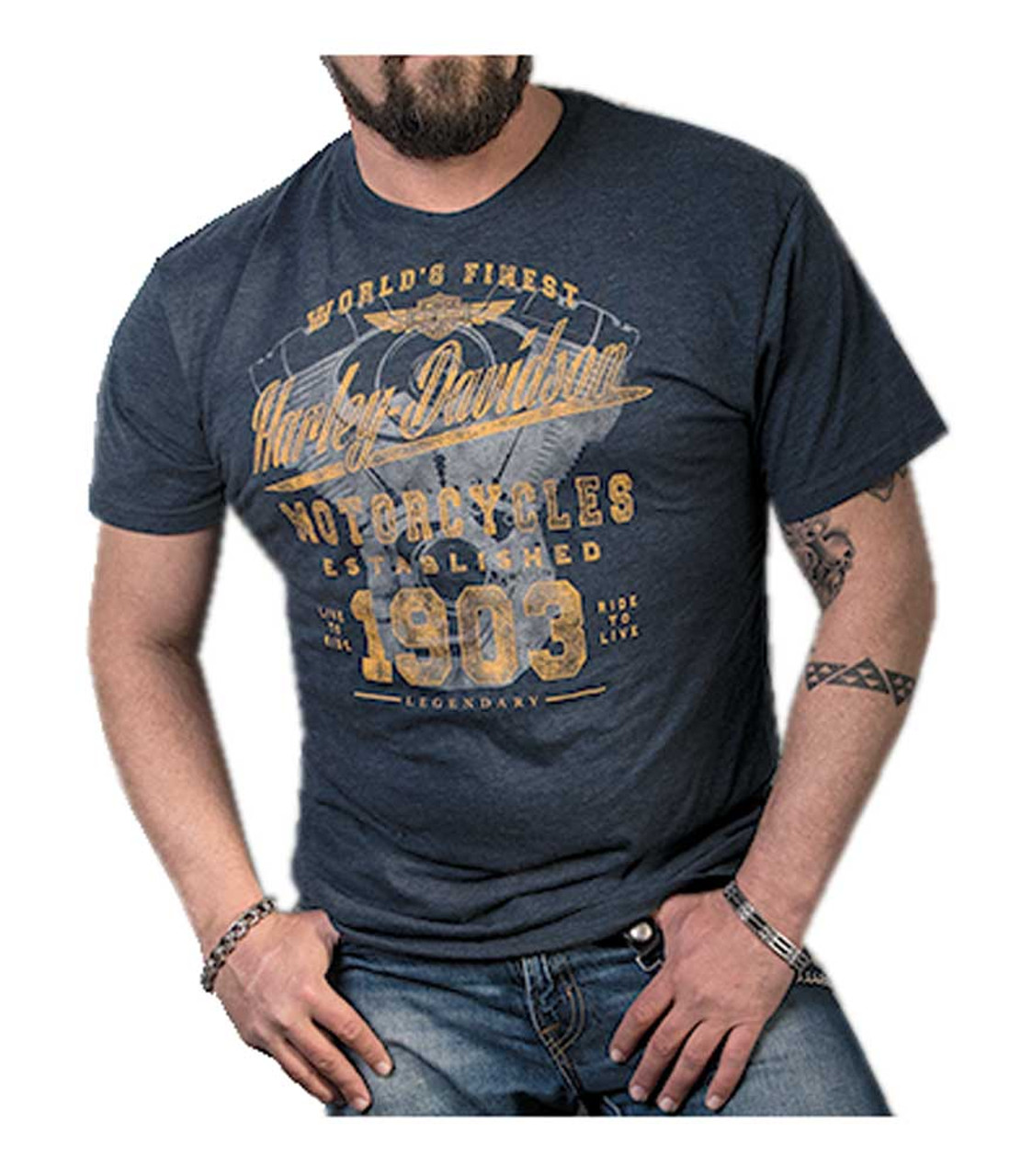 Harley Davidson Men S Worlds Finest V Twin Engine Shirt Sleeve T