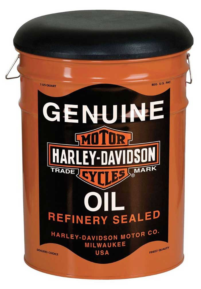 Harley-Davidson® Genuine Oil Can Bucket Stool, Steel Barrel, 13