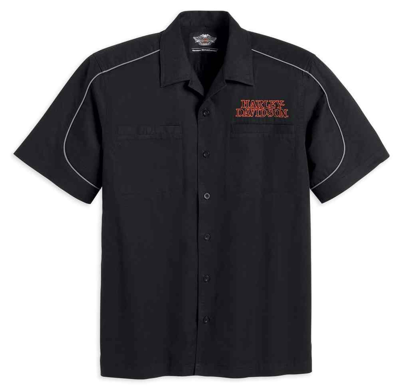 Harley-Davidson® Men's Burning Skull Garage Short Sleeve Shirt, Black  99004-16VM