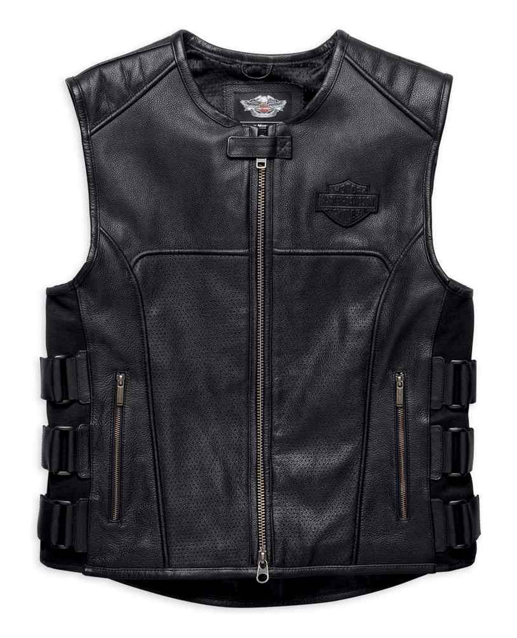 Harley-Davidson® Men's Swat II Genuine Leather Zippered Vest, Black