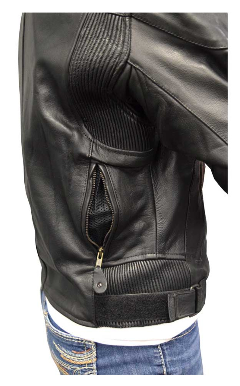 Redline Women's Goat Skin Leather w/ Removable Armor Motorcycle Jacket ...