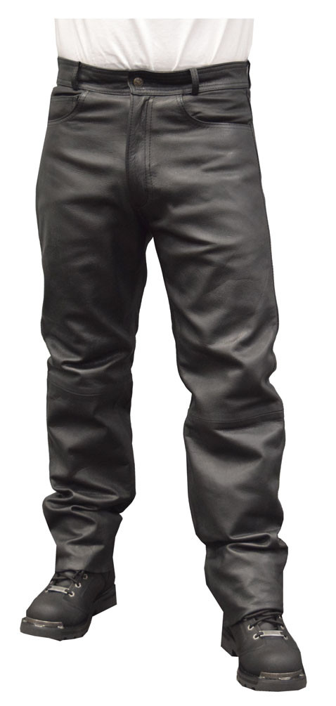 Redline Mens Classic Black Easy Fit Leather Motorcycle Fully Lined