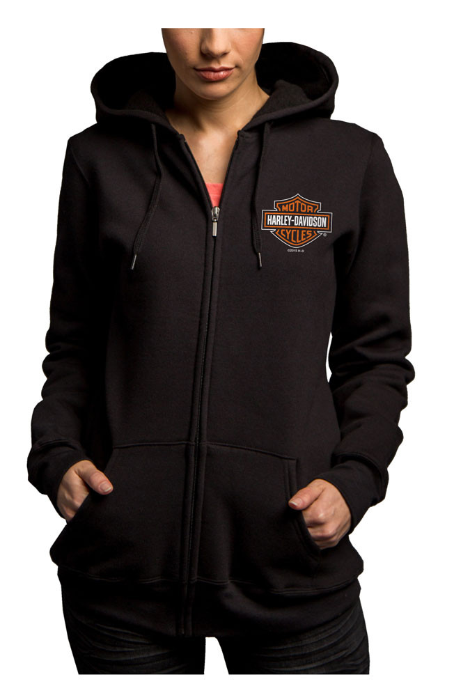 HarleyDavidson® Women's Hot For Power FullZip Fleece Hoodie, Black