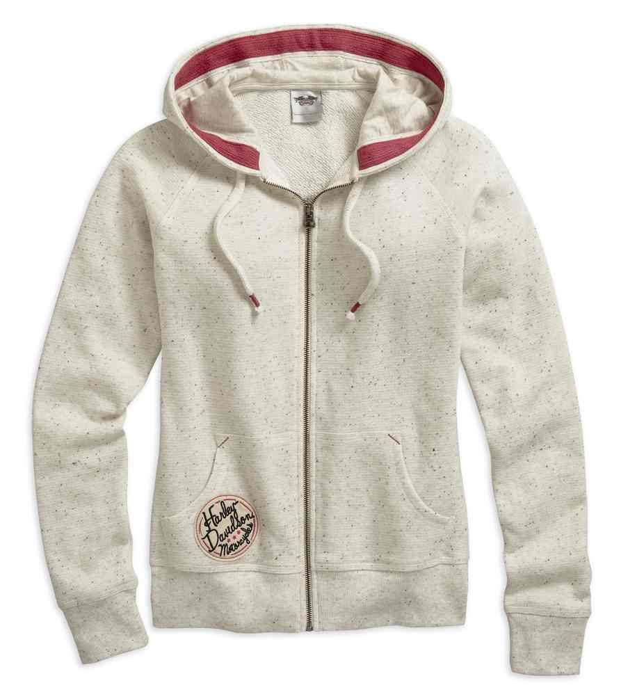 Harley-Davidson® Women's Metallic Flecked Zip Hoodie, Whitecap