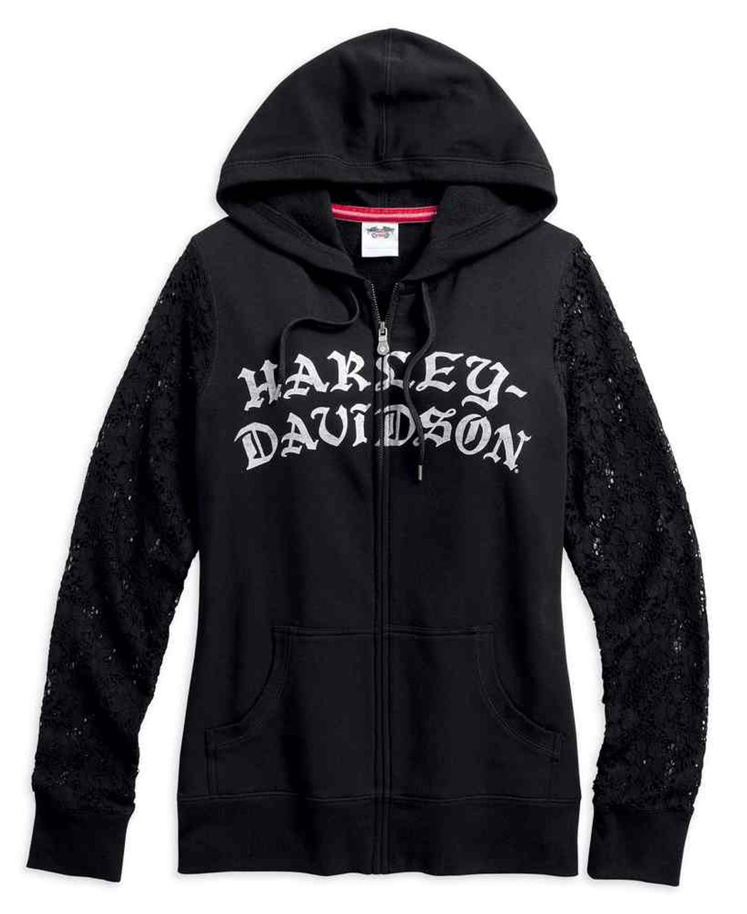 Tie.Me wings lace zip hoodie-BLACK レース Junior's Rhinestone Angel Wings Black Thermal Zipper Hoodie