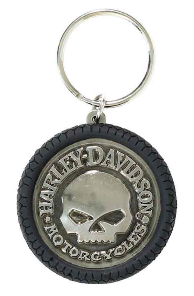 HarleyDavidson® Willie G Skull Hubcap Keychain, Nickel Plated & PVC