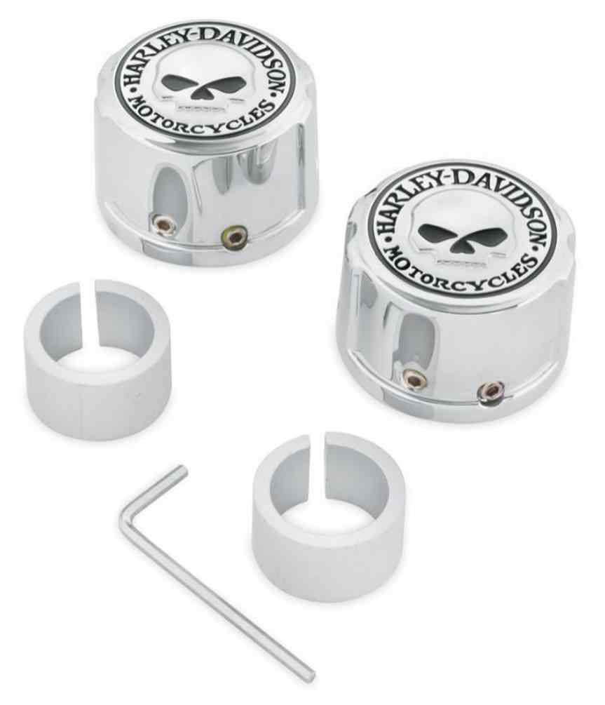 Harley-Davidson® Willie G Skull Front Axle Nut Covers, Chrome
