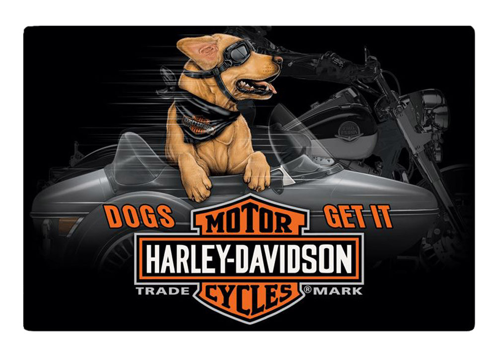 Harley-Davidson® Dogs Get It Embossed Tin Sign, 17 x 11.5 inches